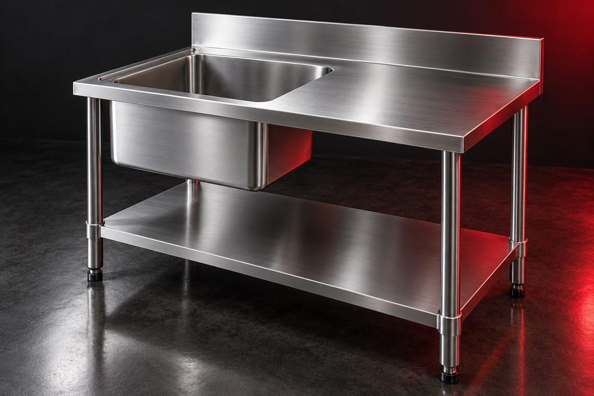 Stainless-steel commercial sink table with undershelf